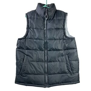 FOURCAST Outerwear Mens Puffer Vest Black Full Zip Stand Collar Size M